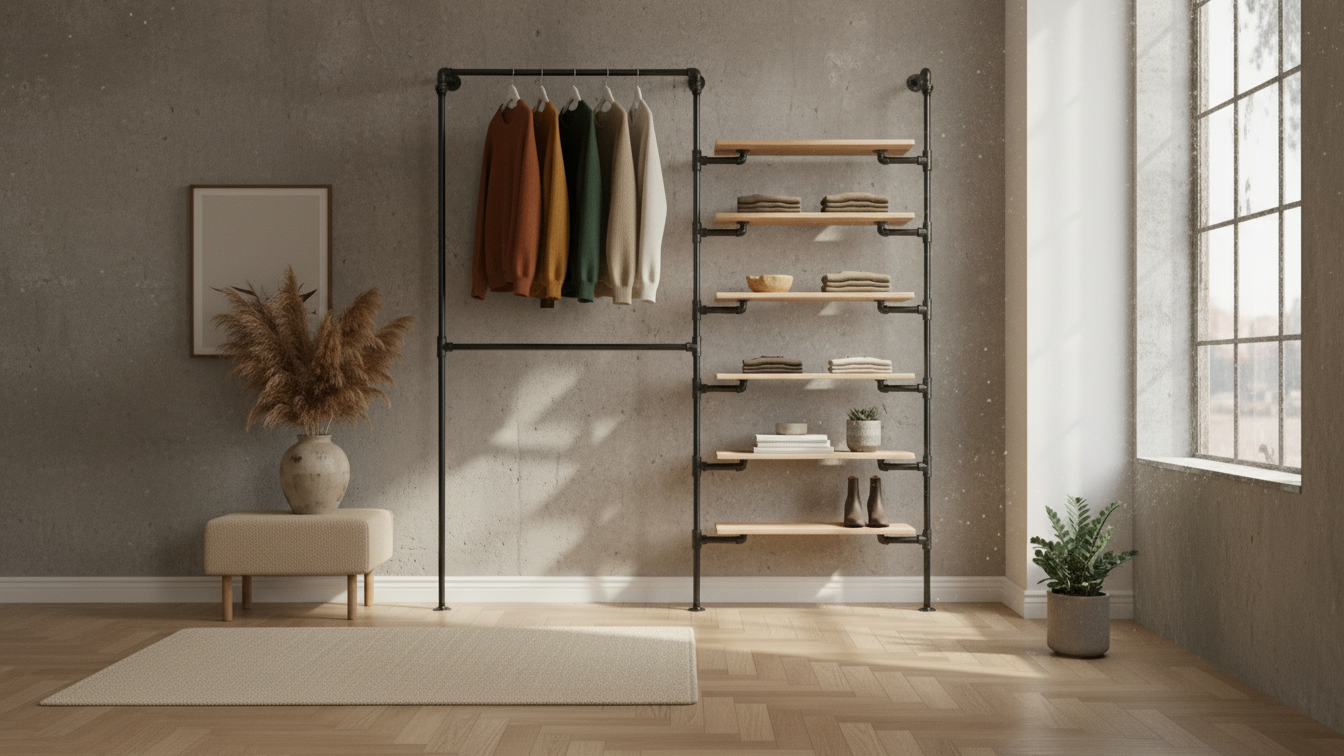 DIY Kleiderstange aus Rohren selber bauen: Industrial Style für deine Garderobe