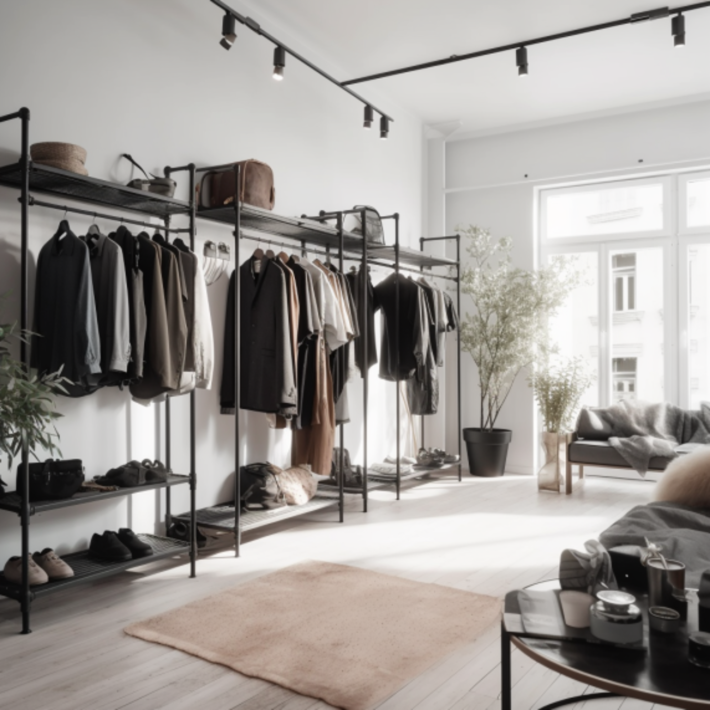 Industrieller Stil: Verwandle deinen Kleiderschrank mit unseren schwarzen Metallrohr-Kleiderstangen