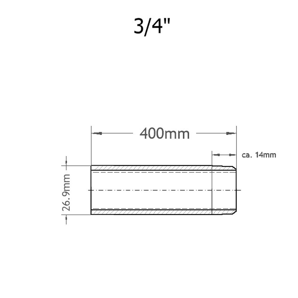 Anschweissnippel Skizze mit 400mm Breite und 26.9mm Höhe