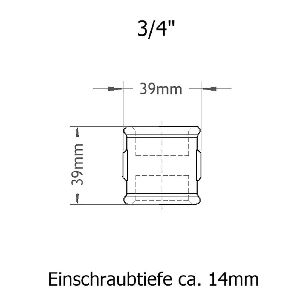 Muffe 3/4 Zoll Skizze