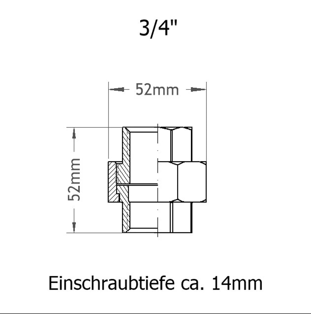 Verschraubung IGIG 3/4 Zoll Skizze